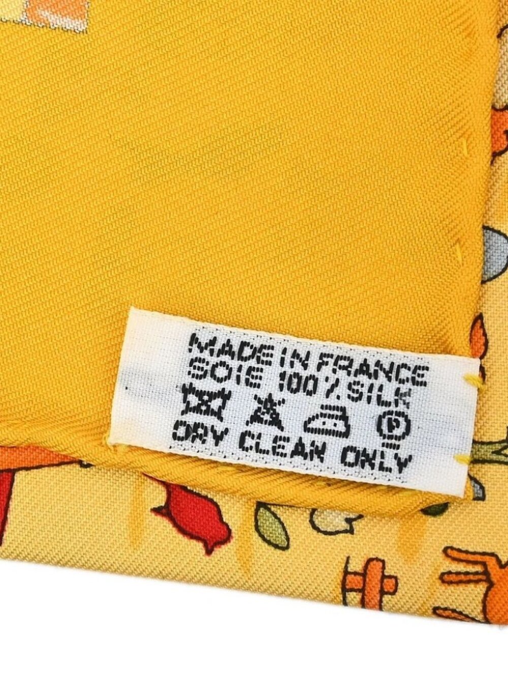 Hermes Scarf Petite Carre Farm Life Yellow Small Good 188046 - Picture 10 of 10